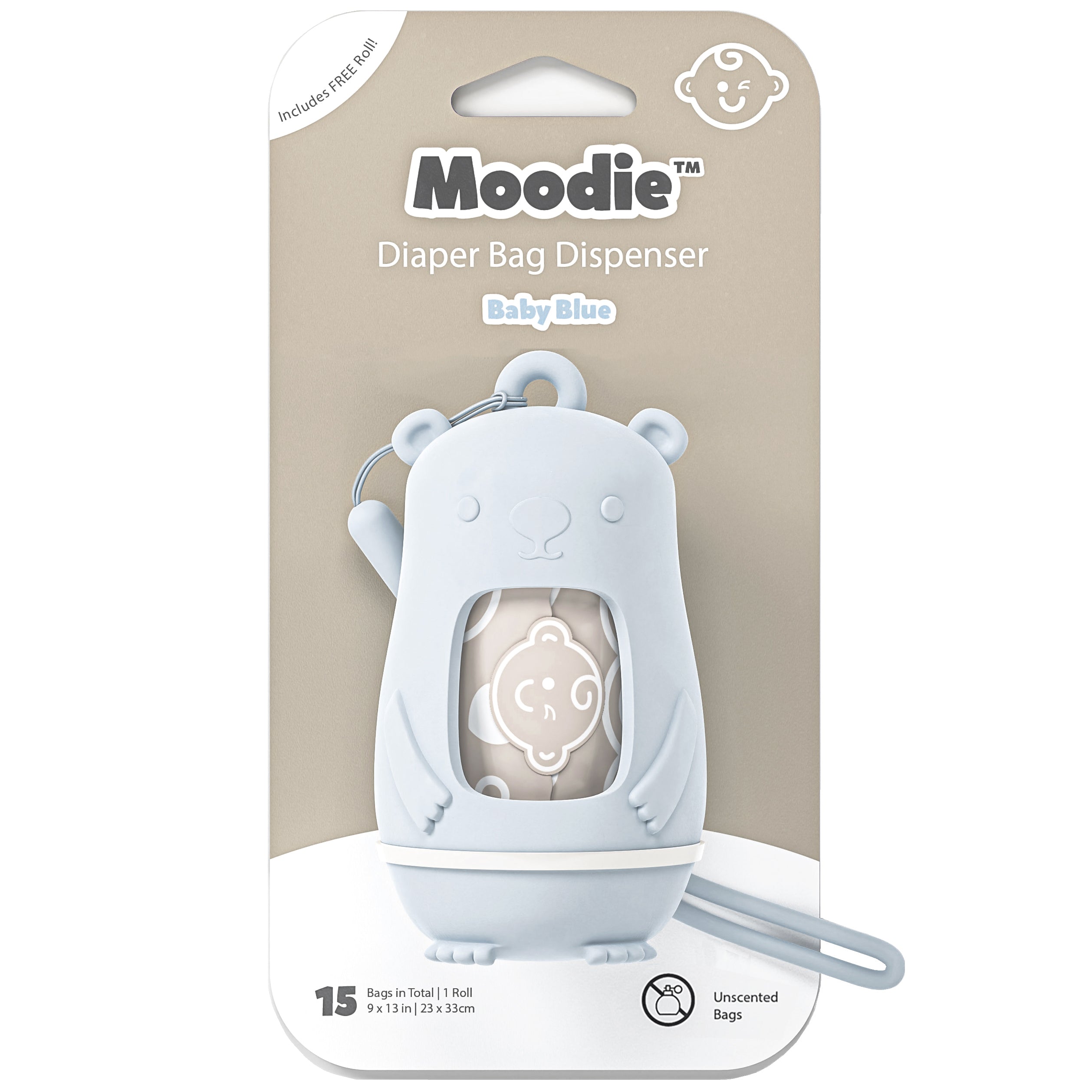 Teddy Bear Disposable Nappy Bag Dispenser BABY BLUE Moodie