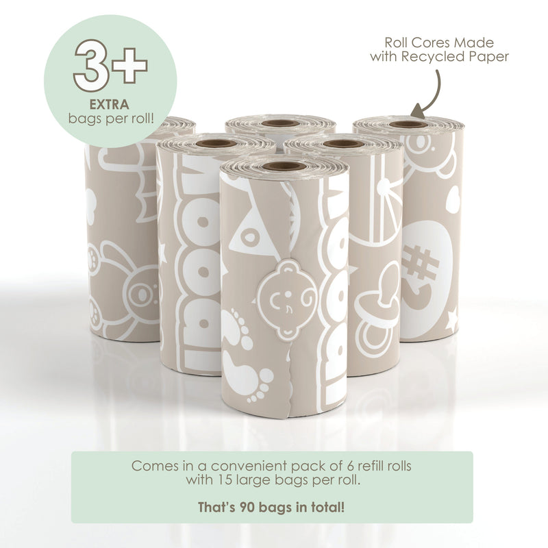 Baby Disposable Nappy Bags | CITRUS TWIST Scented - 6 Roll Refill Pack