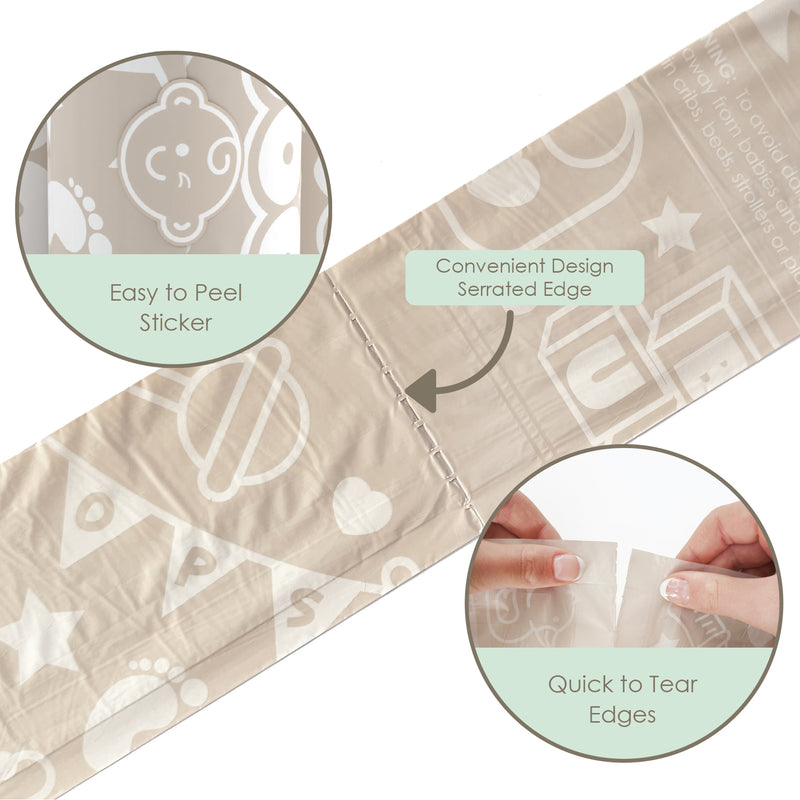 Baby Disposable Nappy Bags | Unscented - 6 Roll Refill Pack