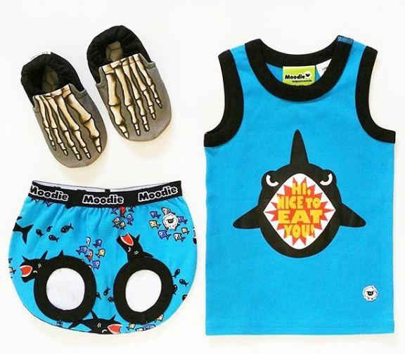 Shark Attack 2-Piece Clothing Set for Baby / Cotton Tank Top & Bloomer Set / Boys Pajamas (Infant - 24 Months Toddler) - Moodie 